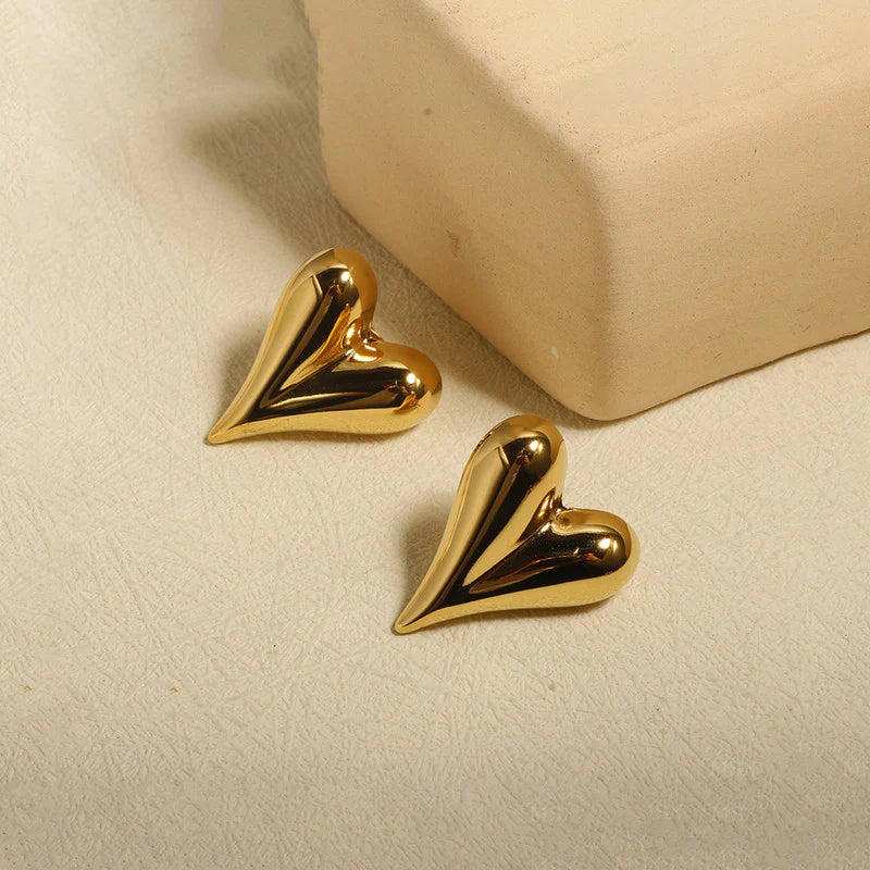 Love Heart Gold Earrings