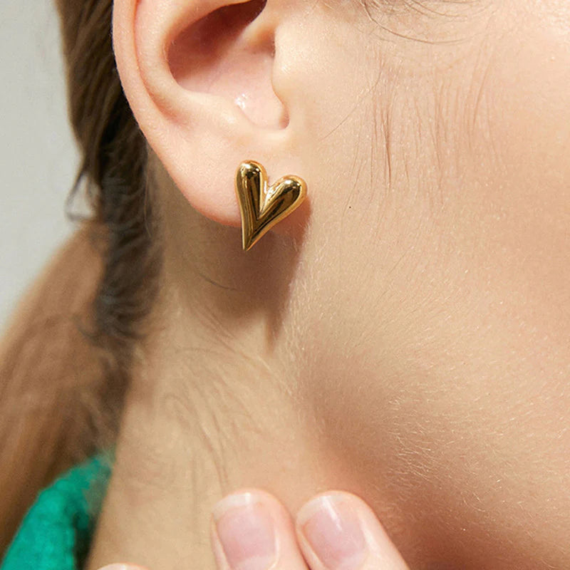 Love Heart Gold Earrings