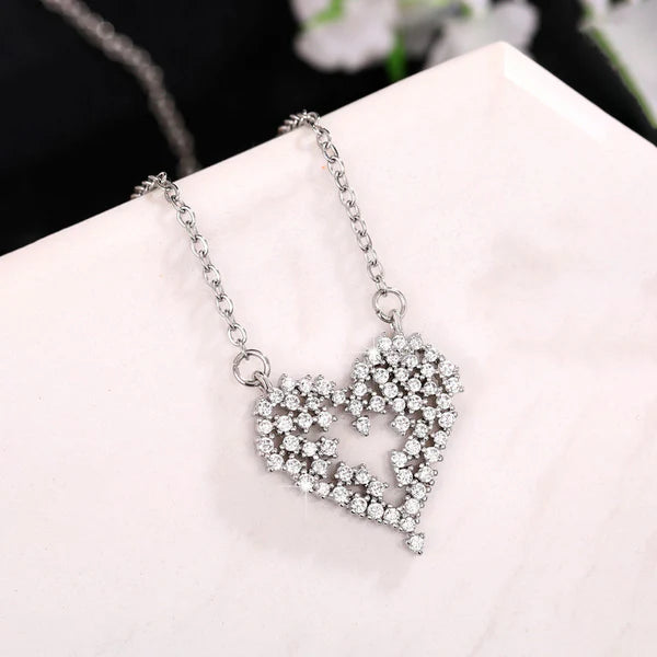 Crystal Pave Heart Charm Necklace