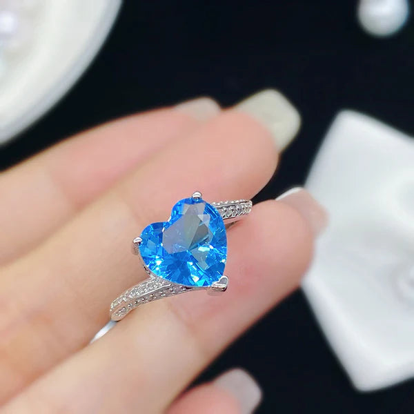 Heart Cut Blue Stone Ring