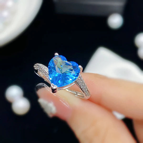 Heart Cut Blue Stone Ring