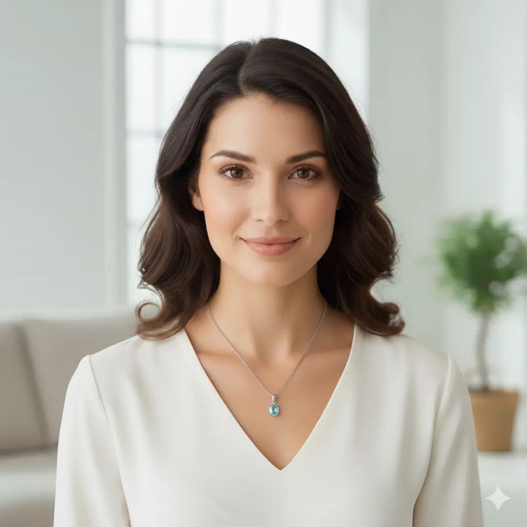 American Blue Diamond  Necklace