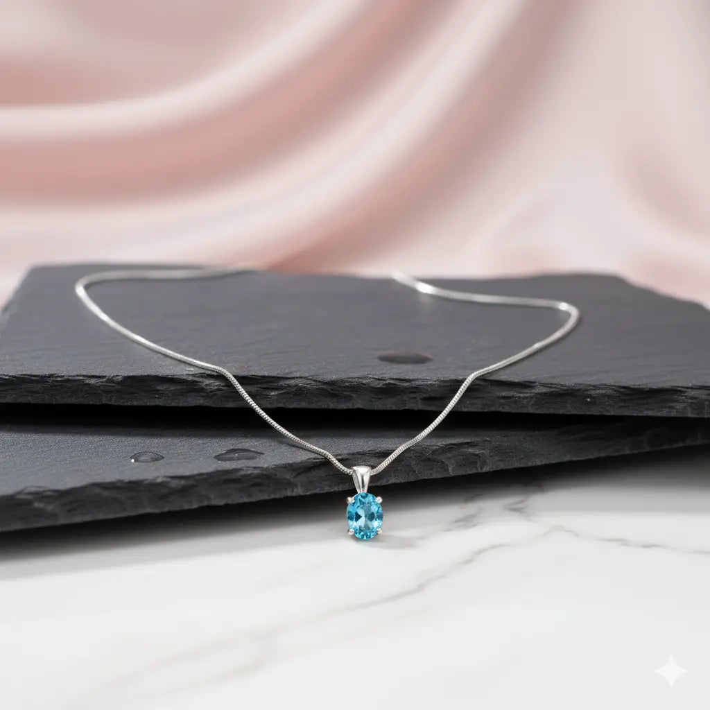 American Blue Diamond  Necklace