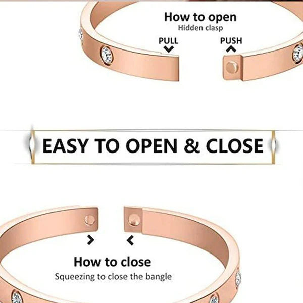 Crystal Love Rose Gold Bangle Bracelet