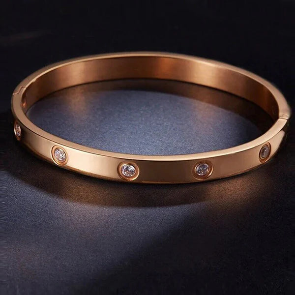 Crystal Love Rose Gold Bangle Bracelet