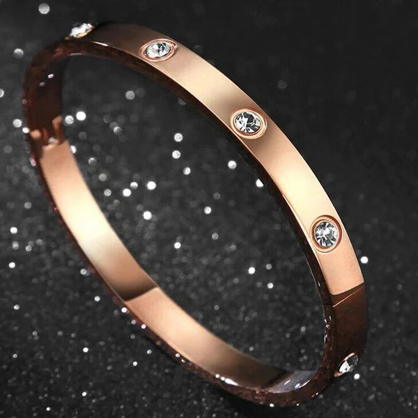 Crystal Love Rose Gold Bangle Bracelet