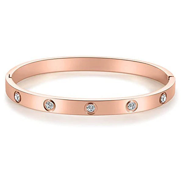 Crystal Love Rose Gold Bangle Bracelet