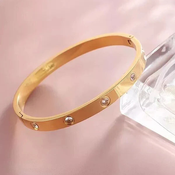 Crystal Love Rose Gold Bangle Bracelet