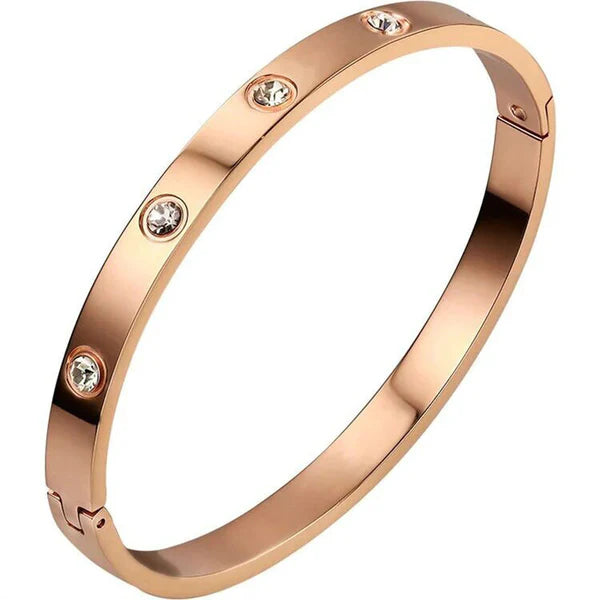 Crystal Love Rose Gold Bangle Bracelet