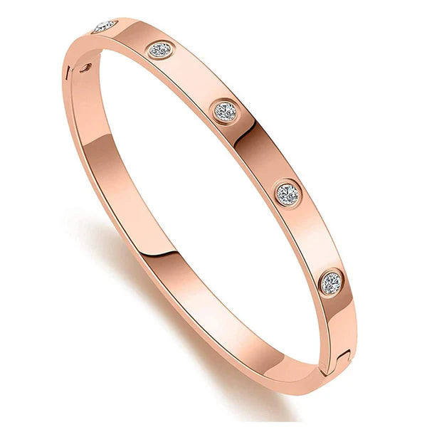 Crystal Love Rose Gold Bangle Bracelet
