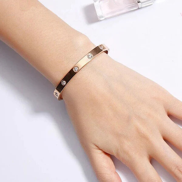 Crystal Love Rose Gold Bangle Bracelet