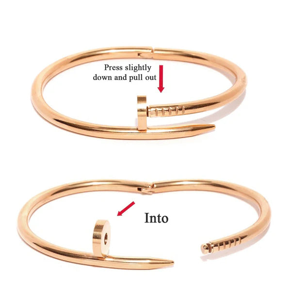Sleek Rose Gold Nail Bracelet