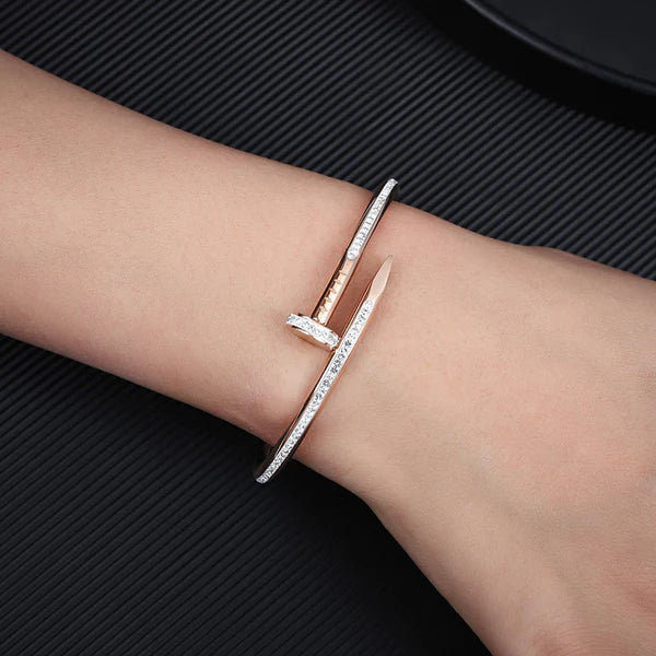 Crystal Rose Gold Nail Bracelet